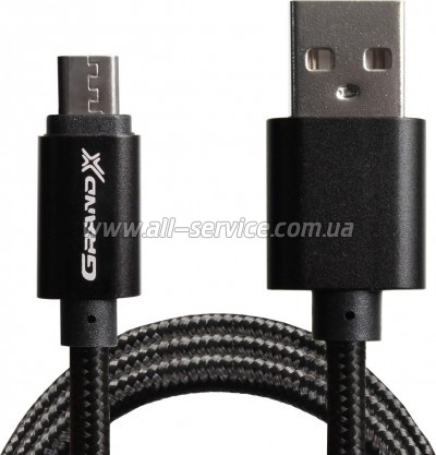 ���� ������ USB 2.0 AM to Micro 5P 1.0m Black Grand-X (FM01BB)