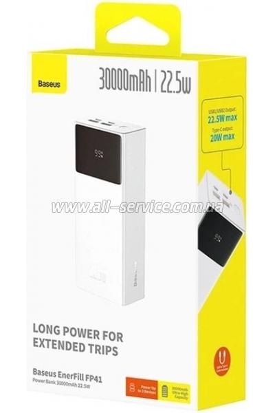 ������� ������������� Baseus EnerFill FP41 30000MAh PD 22.5W White (E0027K01)