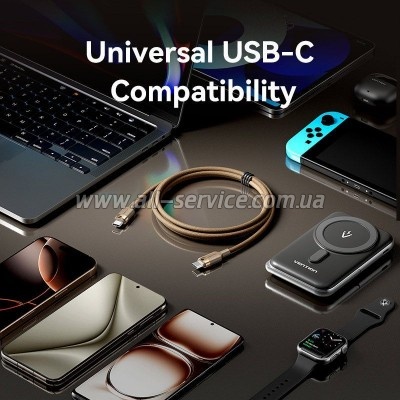 ���� ������ USB-C to USB-C 1.0m 3A aluminum gold Vention (TRDJF)