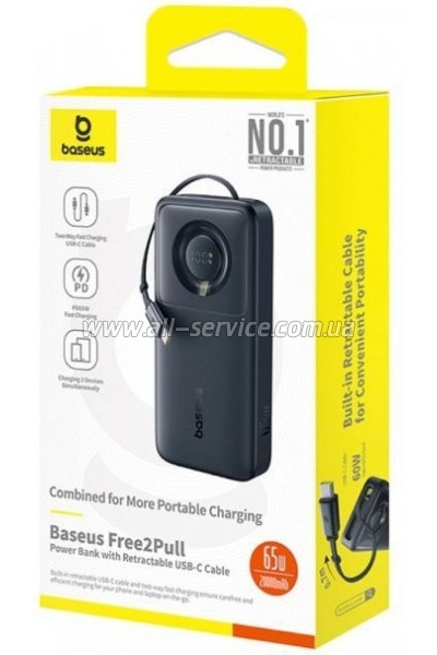 ������� ������������� Baseus 20000mAh Free2Pull PD 65W Black (P10073700123-00)