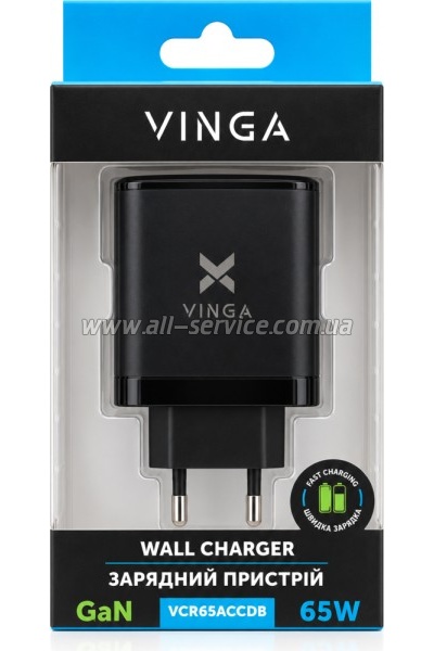 �������� ������� Vinga 2xUSB-C + USB-A Display 65W (VCR65ACCDB)