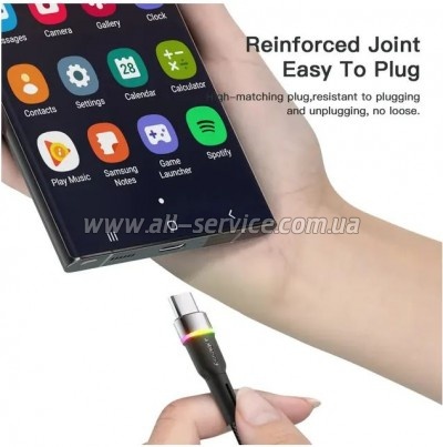 ���� ������ USB 2.0 AM to USB-C 1.0m 3A LED black Essager (EXCT-XCD01)