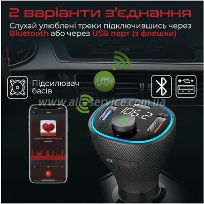 FM  Promate PowerTune 38w USB-A OTG/USB-A QC3.0/USB-C PD Black (powertune-38w.black)