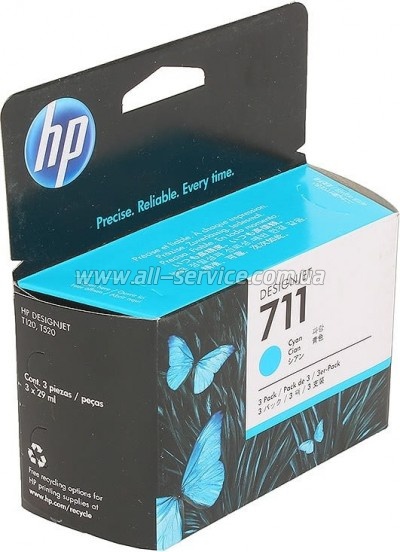  HP 711 DesignJet 120/ 520 Cyan 3-Pack (CZ134A)