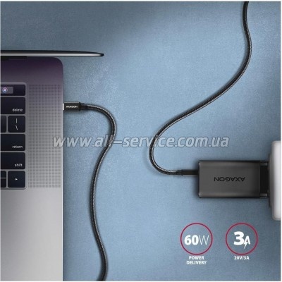 ���� ������ USB-C to USB-C 3.0m v3.2 Gen 1 PD 60W 3A black AXAGON (BUCM3-CM30AB)