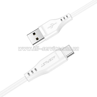 ���� ������ USB 2.0 AM to USB-C 1.2m 3.0A TPE White Acefast (6974316280873)