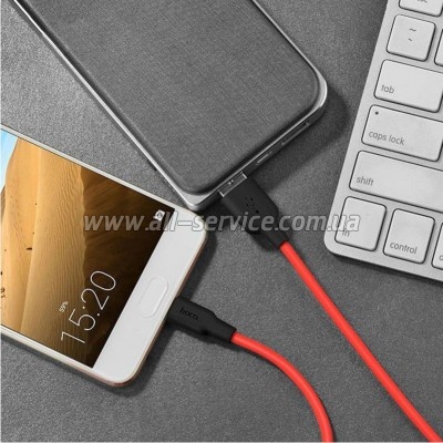 ���� ������ USB 2.0 AM to USB-C 1.0m 2A silicone X21 black + red HOCO (6957531071419)