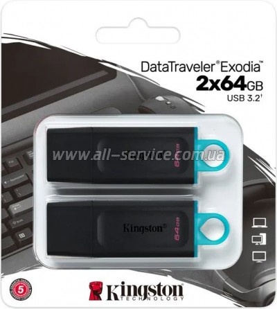 Kingston 2x64GB DT Exodia Black + Blue USB 3.2 (DTX/64GB-2P)