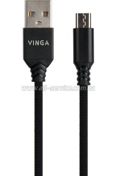 ���� ������ USB 2.0 AM to Micro 5P nylon 1m black Vinga (VCPDCMBN21BK)
