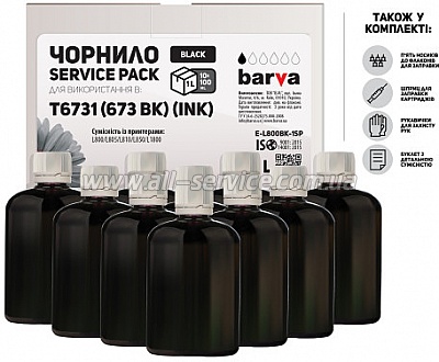   Barva    EPSON L800/ L810/ L850/ L1800/ T6731 BLACK 1  (10x100 ) SERVICE PACK (E-L800Bk-1SP)