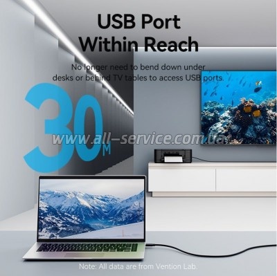 ���� ������ USB 2.0 AM/AF 25.0m Active black Vention (CBKBS)