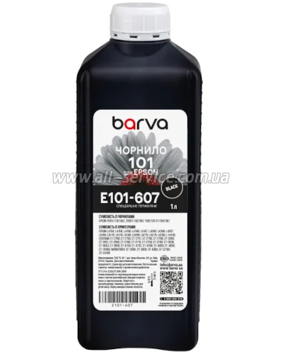 Чернила Barva Epson 101 Epson L4150/ L4160 Black pigmented 1л (E101-607) Чернила Barva Epson 101 Epson L4150/ L4160 Black pigmented 1л (E101-607)