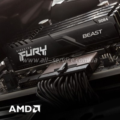 ������ ������ ��� ���������� DDR4 32GB (2x16GB) 3200 MHz Fury Beast Black Kingston Fury (ex.HyperX) (KF432C16BBK2/32)