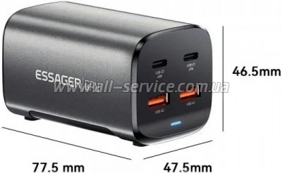 �������� ������� Essager 2xUSB-C + 2xUSB 67W GaN (ECT2AC-JYB0G-Z)
