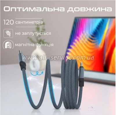 ���� ������ USB-C to USB-C 1.2m Promate (springy.grey)