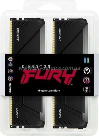 ������ ������ ��� ���������� DDR4 16GB (2x8GB) 3200 MHz Beast RGB Kingston Fury (ex.HyperX) (KF432C16BB2AK2/16)