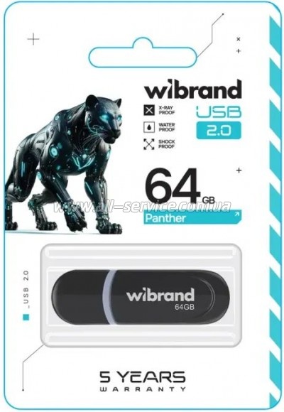  Wibrand 64GB Panther Black USB 2.0 (WI2.0/PA64P2B)