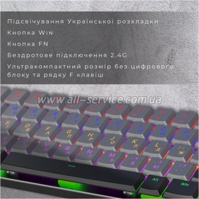  GamePro MK122R Red Swich Low Profile Wireless Dark Gray (MK122R)