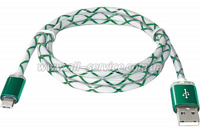  DEFENDER USB08-03LT USB(AM)-MicroBM GreenLED backlight 1m (87557)