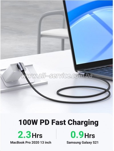 ���� ������ USB-C to USB-C 1.0m 100W black Ugreen (70696)
