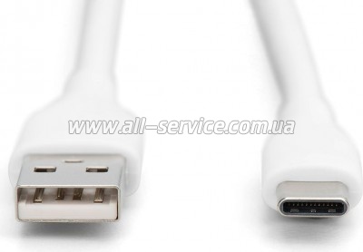 ���� ������ USB 2.0 AM to USB-C 1.0m 60W white Digitus (AK-300340-010-W)