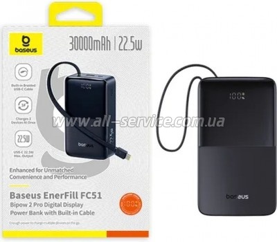 ������� ������������� Baseus EnerFill FC51 Bipow2 Pro 30000mAh PD 22.5W black (E0028100)