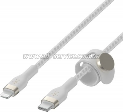 ���� ������ USB-C to Lightning 1.0m BRAIDED SILICONE white Belkin (CAA011BT1MWH)