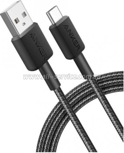 ���� ������ USB 2.0 AM to USB-C 0.9m 322 Black Anker (A81H5G11)