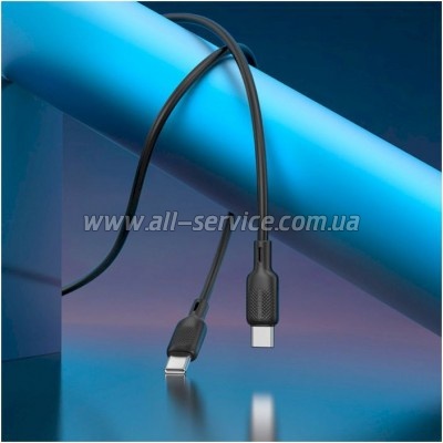 ���� ������ USB-C to USB-C 2.0m 60W Lenny silicone BX113 black BOROFONE (6941991115516)