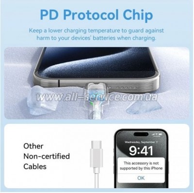 ���� ������ USB-C to USB-C 1.0m 60W aluminum alloy white Vention (TRDWF)