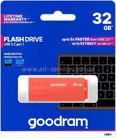  Goodram 32GB UME3 Orange USB 3.0 (UME3-0320O0R11)