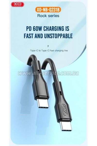 ���� ������ USB-C to USB-C 1.0m 60W Rock XO (NBQ231B_White)