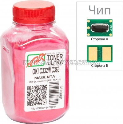 Тонер + чип АНК OKI C332/ MC363 бутль 100г Magenta (1505323) Тонер + чип АНК OKI C332/ MC363 бутль 100г Magenta (1505323)