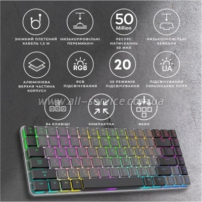  GamePro MK141R Red Swich Low Profile RGB USB Dark Gray (MK141R)