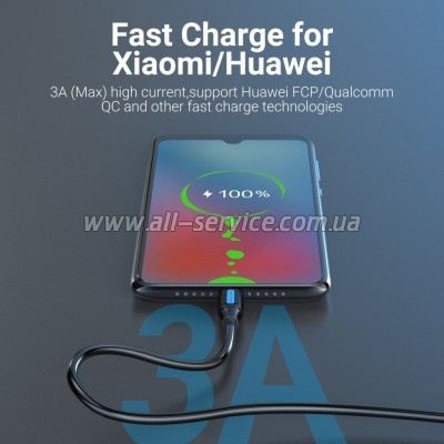 ���� ������ USB 3.0 AM to USB-C 1.5m black Vention (COZBG)