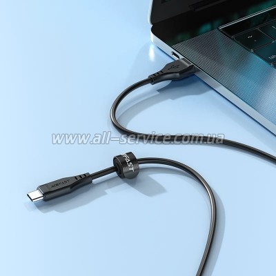 ���� ������ USB-C to USB-C 1.2m 3A TPE C3-03 Black Acefast (6974316280842)