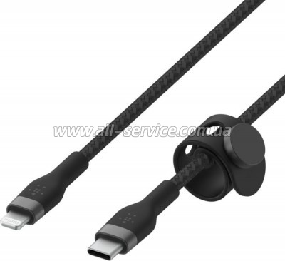 ���� ������ USB-C to Lightning 1.0m braided silicone black Belkin (CAA011BT1MBK)