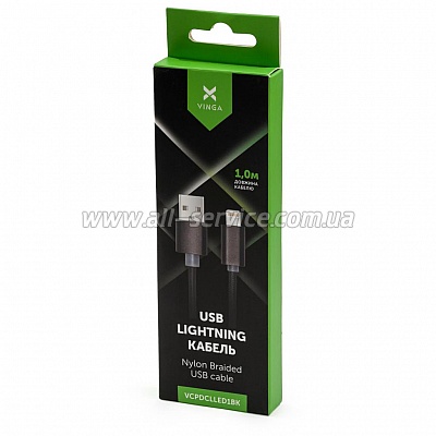   USB 2.0 AM to Lightning 1m LED black Vinga (VCPDCLLED1BK)