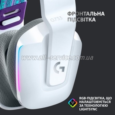  Logitech G733 Lightspeed Wireless RGB Gaming Headset White (981-000883)