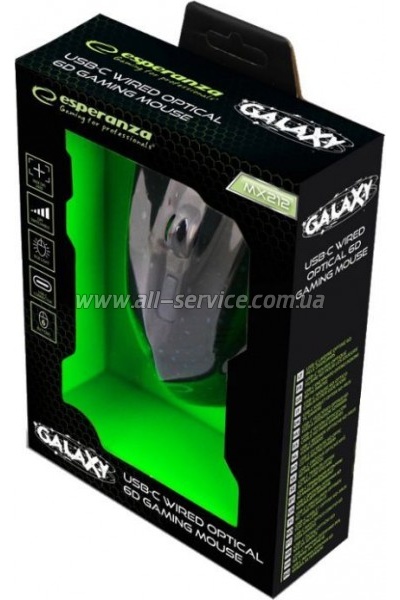 Esperanza MX212 Galaxy USB Black-Green (EGM212)
