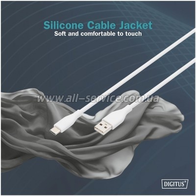 ���� ������ USB 2.0 AM to USB-C 2.0m 60W white Digitus (AK-300340-020-W)