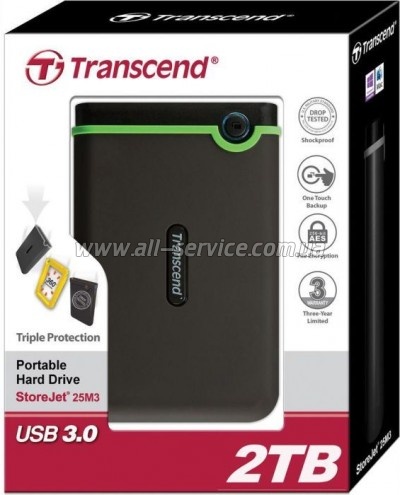  2TB Transcend StoreJet 2.5 USB 3.0 Iron Gray Slim (TS2TSJ25M3S)