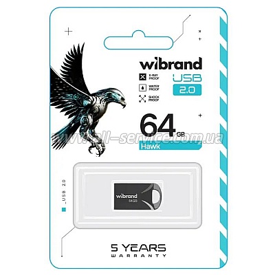  Wibrand 64GB Hawk Black USB 2.0 (WI2.0/HA64M1B)