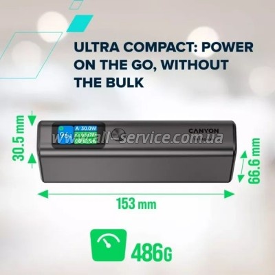   Canyon 20000mAh OnPower 230 TFT PD/130W Dark Grey (CNS-CPB230DG)