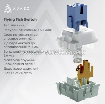  Ajazz AK820 Pro Flying Fish Switch Purple RGB USB/Wireless/Bluetooth UA Purple (AK820PRO-FF-PWB)