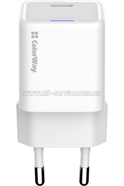 �������� ������� ColorWay GaN Mini 25W PD Port PPS USB-C white (CW-CHS052PD-WT)