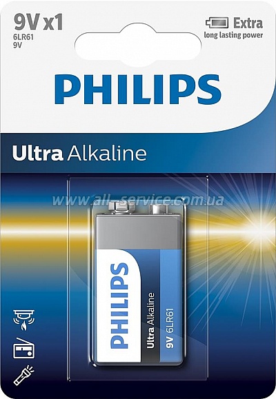  Philips Ultra Alkaline 6LR61 BLI 1 (6LR61E1B/10)