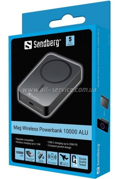 ������� ������������� Sandberg 10000mAh 20W Magnetic Wireless Qi 15W (420-97)