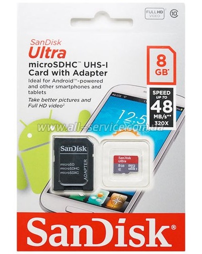  8GB SanDisk Ultra microSDHC Class 10 UHS-I (SDSDQUAN-008G-G4A)
