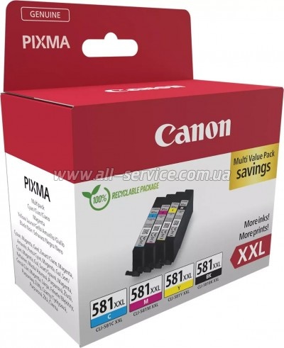   Canon CLI-581XXL Black, Cyan, Magenta, Yellow (1998C007)